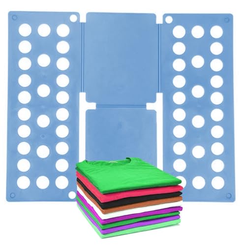 Esmtoy-my Kids Clothes Shirt Folding Board, Small Size for 1-9 Years Old, Blue Plastic Magic Organization Tool, Durable Foldable Clothes Folder for Towels