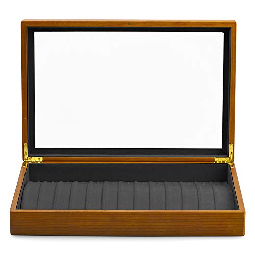 Oirlv Solid Wooden Necklace/Bracelet/Pendant Jewelry Organizer Box 13 Lattice Necklace Showcase Display Holder