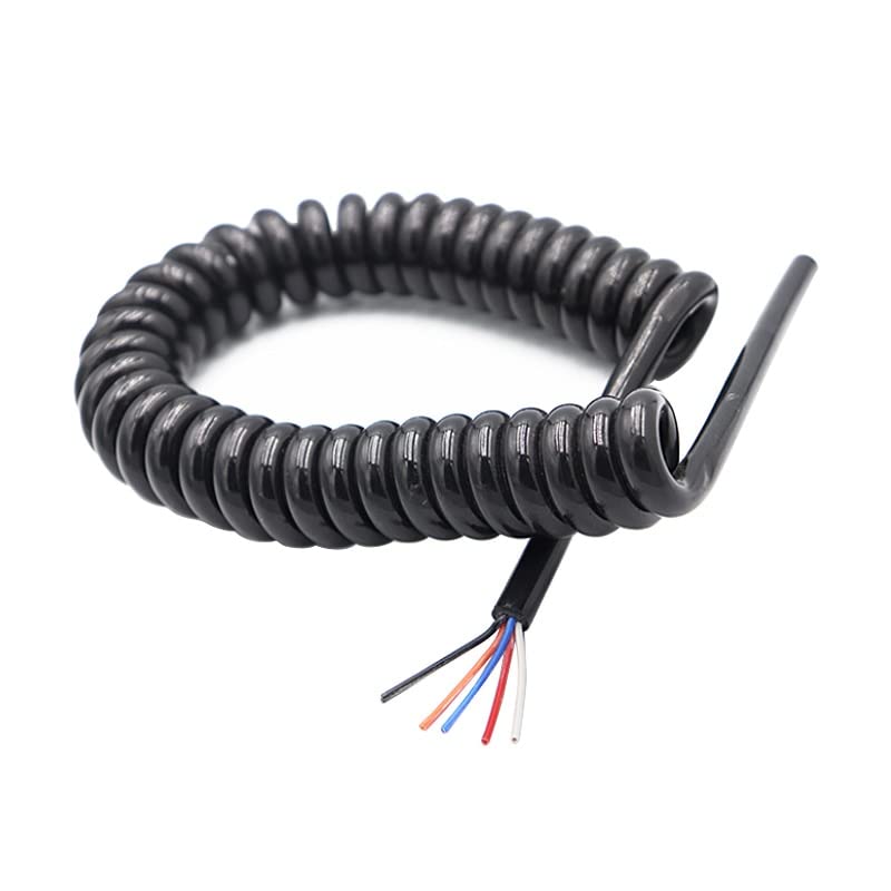 1 cable negro en espiral de resorte de 7/8 núcleos 22/20/18 AWG, cable estirable de 9.8 ft, cable retráctil, cable de extensión de alimentación, cable telescópico (longitud: 9.8 ft, especificación: 8
