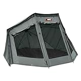 BAT-Tackle Brolly Full Cover 190 – Angel-Brolly mit abnehmbarer Front, 210D Oxford PU Material, 190 × 120 cm, ca. 4,9 kg - Wetterfestes Schirmzelt mit Fenstern & Tür - Kompakter Wetterschutz für mobil