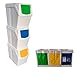 WellHome Lot de 3 cubes de recyclage blanc d'une capacité totale de 60 litres, 39 x 23 x 33 cm, avec 3 sacs de recyclage pour l'extérieur