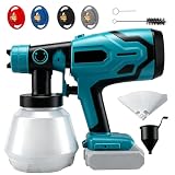 Akku Farbsprühsystem für Makita 18V Akku, Farbspritzpistole Kabellos | 1000ml Behälter | 4 Düsen & 3 Sprühmuster, Lackierpistole Spritzpistole für Wandfarbe, Möbel, Zäune, Gartenzaun(ohne Akku)