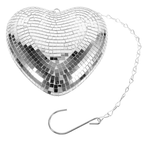 GOOHOCHY Mirror Surface Heart Disco Ball Hanging Decor for Home Party Dance Decorations