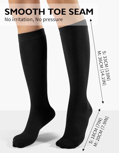 CLOSEMATE Kniestrümpfe Damen Lange Socken 3 Paar – 80% Weiche Baumwolle, Elastisch und Atmungsaktiv für Sport Büroarbeit Schule Reisen und Alltag 39-42 M 1Schwarz 1Dunkelgrau 1Navy Blau