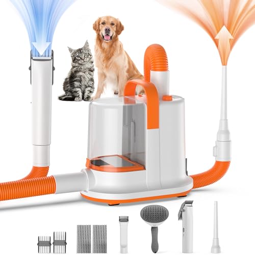 Dog Grooming Kit, 13kpa Pet Hair Vacuum & Dog Dryer with Cordless Hair Clipper for Trimming and...