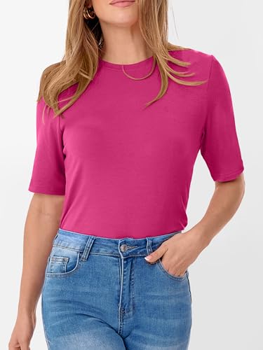 Image of ANRABESS Womens Half Sleeve Tops Crewneck Shirts Basic Fit Work Tee