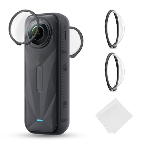 K&F CONCEPT Premium Lens Guards Compatible with Insta360 X5 High Transparency Tempered Optical Glass Lens Protector Cover Multi-Coated Anti-Scratch Cap Replacement Kit for Insta 360 x5 Accessories
