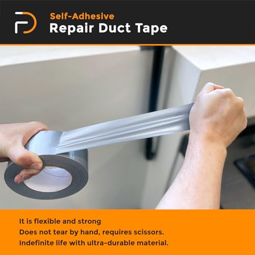 Image of 2 inch x 54yd (50mt) Repair Duct Tape Heavy Duty, High Temperature Sealing and Patching HVAC, Insulation, Repair, Dryer Vent, Airproof, Air Duct Silver Tape | Based in USA (50mt x 50mm)