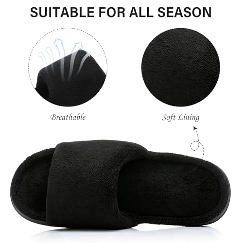 NineCiFun Womens Memory Foam Open Toe House Indoor Slippers Black 7 8 — view 4