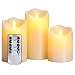 qinxiang Flameless Candles,LED Candles Set of 4 5" 6" H(3" D) Flickering Flame with Remote and Timer Real Wax Pillar | Bathroom, Kitchen, Home Decoration | 10-Key Control | Reusable, Ivory
