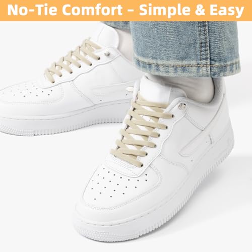 Image of Stepace 2 Pairs Elastic No Tie Shoe Laces for Kids and Adults Sneakers, Stretch Flat Tieless Shoestrings