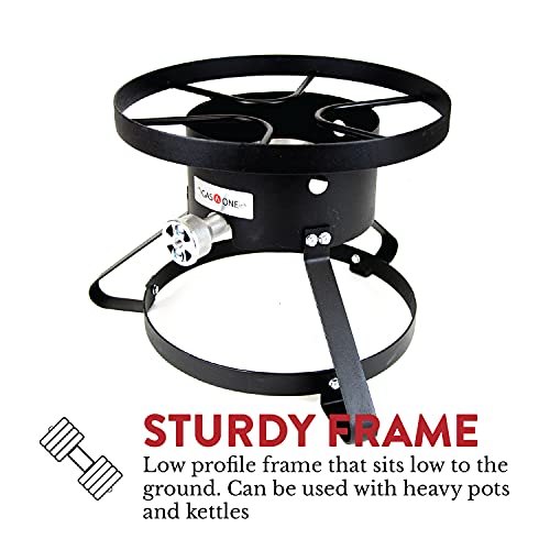 Gasone B-5150 Outdoor Cooker-14.5" Wide With Steel Braided Hose Propane Burner High Pressure, Qcc Style #TOP4