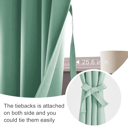 JIUZHEN Blackout Curtains for Bedroom - 60 Inch Extra Wide Thermal Insulated Room Darkening Privacy Soundproof Curtains for Living Room/Dorm Room, Set of 2 Panels, 60 x 84 inches,Sage Green by JIUZHEN - Image 6