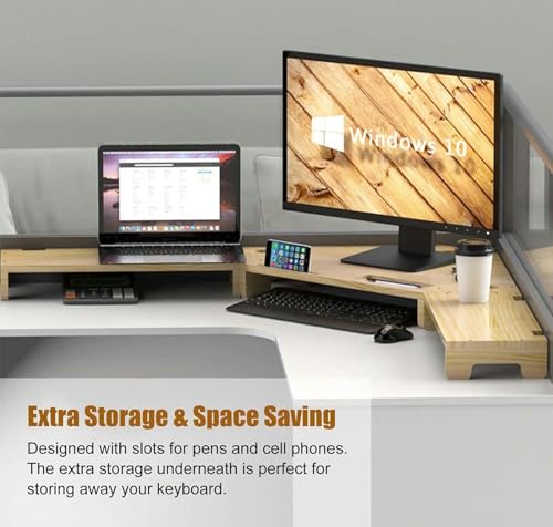 Support de moniteur d'angle avec étagères d'angle et trous pour câbles - 6