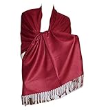 SCARF_TRADINGINC® Large Soft 100% Twill Pashmina Scarf Shawl Wrap (Dark red)