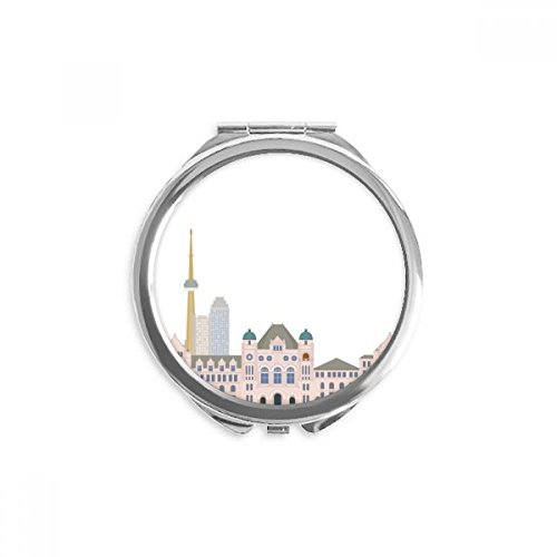 Miroir de poche canada ville aquarelle cartoon rond miroir de maquillage à la main portable