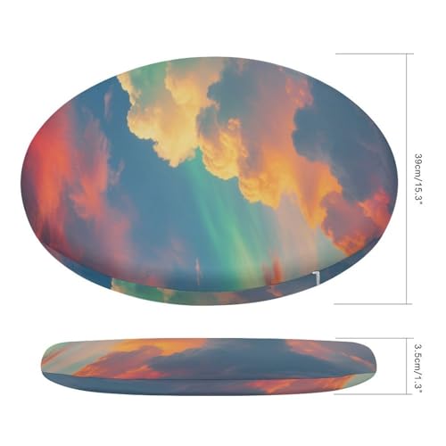 Cojín para silla de terraza y oficina con diseño de atardecer redondo 3