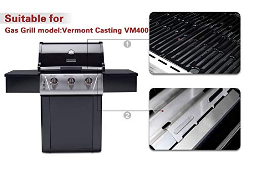 Hisencn 3Pack Stainless Heat Plate Shield Tent Bbq Burner Cover Flame Tamer Deflector Diffuser Replacement Parts For Vermont Castings Vm400, Jenn-Air Ja460, Ja580 Gas Grill Models 14 1/2 X 7 1/4 Inch #TOP4
