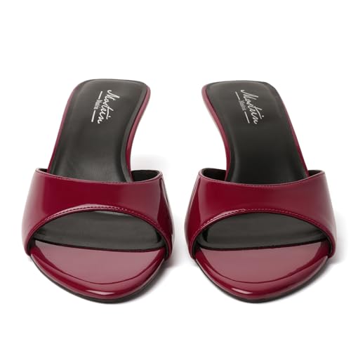 Image of Mostrin Kitten Heels for Women Pointed Toe Vintage Mules Heels Sexy Slip on Stiletto Backless Sandals for Party Wedding Daily