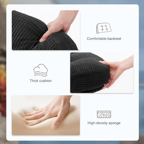 Fauteuil pivotant 360° velours côtelé noir yiju