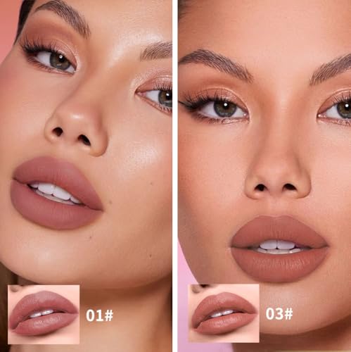 Image of Matte Lipstick Crayon Set, Warm Terracotta and Chocolate Brown, Waterproof Long Lasting Lip Liner Pencil, Natural Finish, Non-Drying Lip Color for Women (Set:01+03, 2PCS)