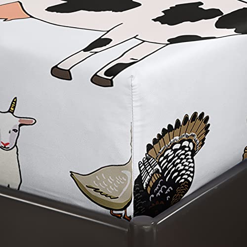 Bailipromise Cute Animals Sheets Kids Queen Cartoon Farm Horse Cow Sheep Pig Bedding Set For Girls Boys Kawaii Animal Bed Sheets 4Pcs With Fitted Sheet Flat Sheet Pillowcases Microfiber Deep Pocket #TOP5