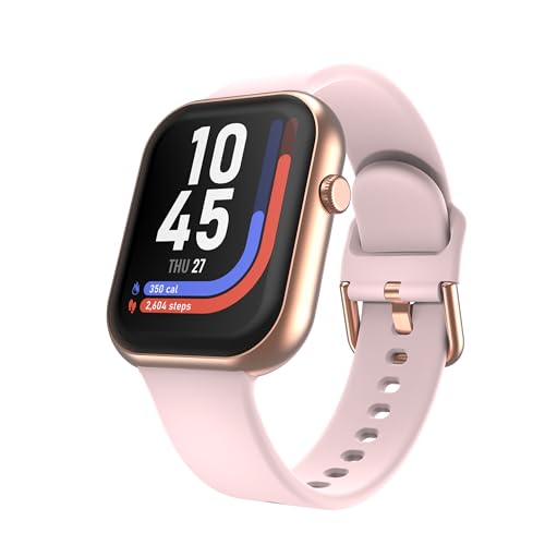iTouch AIR 5 Smartwatch, 1.85" AMOLED Display, Bluetooth Calling, 100+ Sports Modes, Heart Rate, Sleep & Stress Tracking, Water Resistant, 7-Day Battery Life (Rose Gold Case, Blush Silicone Band)