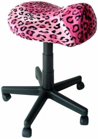 Pink Leopard Saddle Stool with Foot Rest Ring