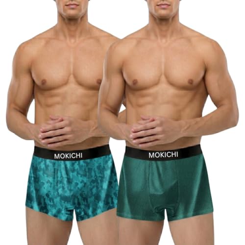 Image of Men's Microfiber Boxer Briefs Pack of 2 | Ultra Soft Stretch Trunks | Moisture-Wicking Breathable Innerwear | Printed Premium Underwear for Men | Comfortable Elastic Waistband
