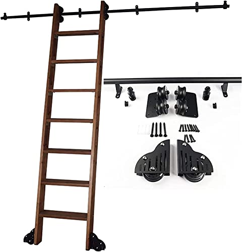 Rail échelle mobile tube rond noir pour bibliothèque de loft - 3