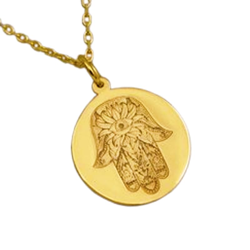 Pendentif Hamsa argent doré gravé main | Fini les bijoux ternes