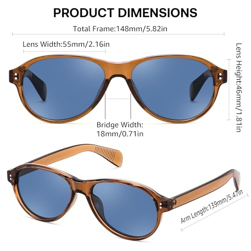 FEISEDY Retro Oval Sunglasses for Women Men lightweight Vintage Sunglasses — view 6