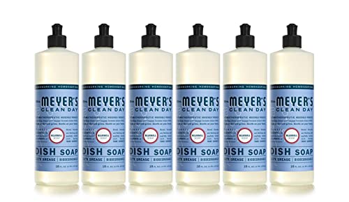 Mrs. Meyer's Dishwashing Liquid Dish Soap, Cruelty Free Formula, Bluebell Scent, 16 oz - Pack of 6