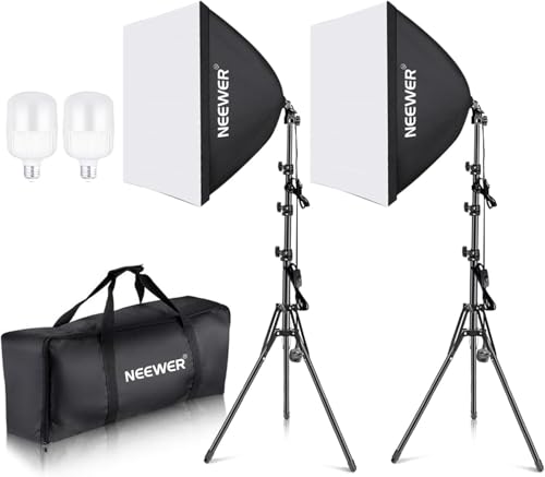 Neewer® 700 W Softbox Professionelle de Photographie 61 x 61 cmavec E27 Douille kit d'éclairage pour Studio Photo de Portraits, Photographie de Produits et vidéo