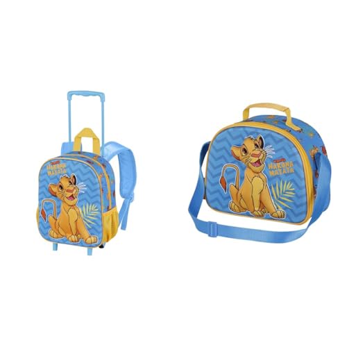 Disney El Rey León Hakuna - Mochila 3D con Ruedas Pequeña + Bolsa Portamerienda 3D