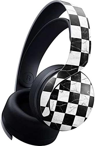 Skinit Decal Gaming Skin Compatible with Pulse 3D Wireless Headset for PS5 - Black and White Striped Marble Design