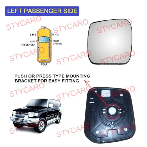 Image of ORVM Side View Mirror Glass Plate compatible with Mitsubhishi Pajero SFX 2nd GEN 2002-2012 Model (LEFT PASSENGER SIDE)