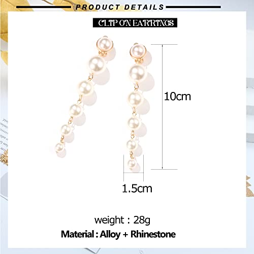Lolias Statement Drop Clip On Earrings Metal Raised Design Crystal Geometric Earrings Square Dangle Earrings Earrings For Women Pearl #TOP2