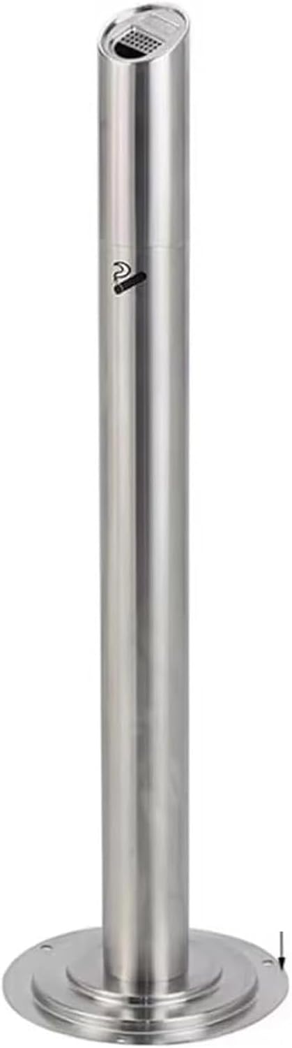 Standing Ashtray Outdoor, Vertical Cigarette Butt Column, Stainless Steel Smoking Bucket, Outdoor Trash Receptacle for Commercial and Public Spaces(Black)