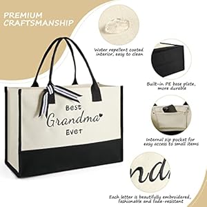TRSODD Mothers Day Gifts for Grandma Gigi Birthday Gifts for Women Canvas Embroidered Tote Bag and Makeup Bag TRSODD Mothers Day Gifts for Grandma Gigi Birthday Gifts for Women Canvas Embroidered Tote Bag and Makeup Bag
