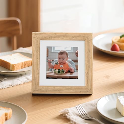 Image of upsimples 4x4 Picture Frame Solid Wooden, Nursery Decor, 1Pack Natural