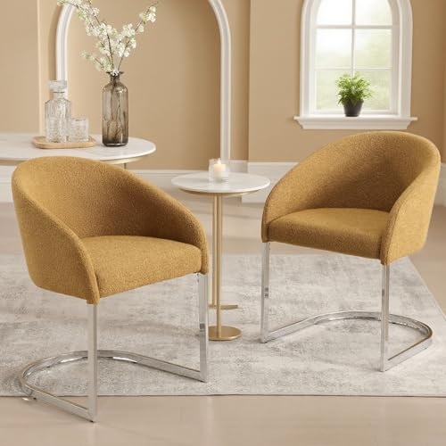 Bekrvio 8,6cm Gepolsterter Esszimmerstühle 2er Set, Bouclé-Stoff...