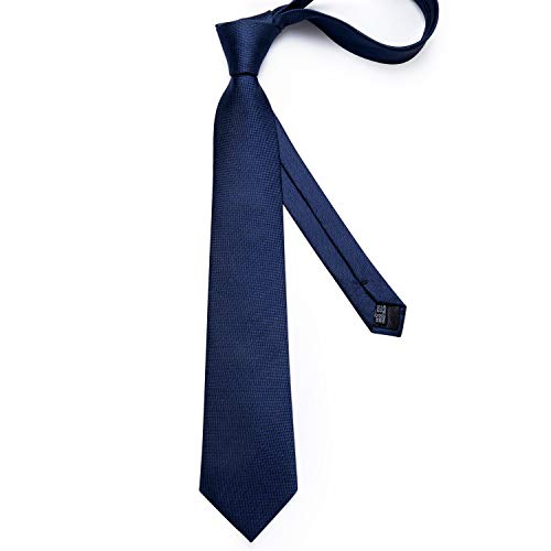 Image of DiBanGu Mens Silk Necktie Solid Color Tie and Pocket Square Cufflink Tie Clip Set Woven Plain Ties for Men Wedding Party