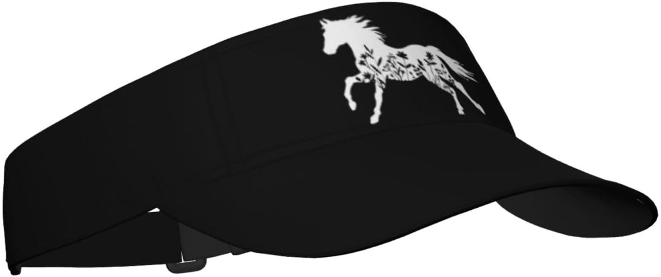 Floral and Horse Sport Sun Visor Hats Ball Caps Adjustable Empty Top Baseball Sun Cap for Men Women - Image 2