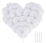 Sweelov Fächer Hochzeit 36 Stück Papierfächer Herzförmiges Weiß Faltbar Taschenfächer für Hochzeit Gäste Geschenk Hochzeitsdeko Vintage