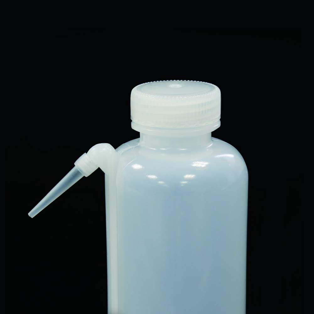6 botellas de lavado unitario de boca ancha, vol.500 ml, botella de LDPE con tubo de extracción de polipropileno, LVM008