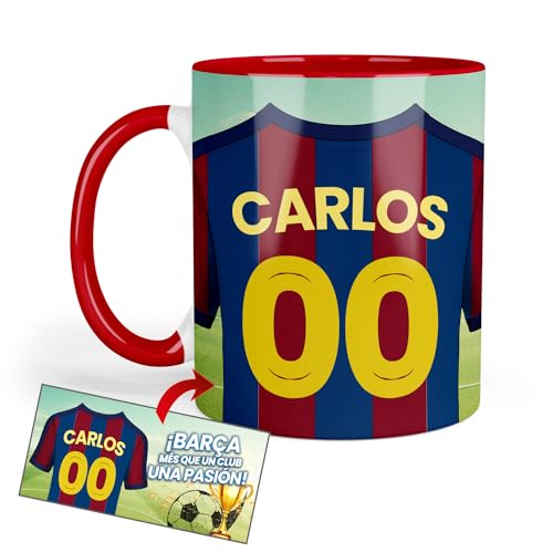 Kembilove Taza Personalizada Fútbol | Tazas de Desayuno Fútbol | Regalo Original Barcelona | Fútbol para Niños | Día del Padre | Tazas personalizadas