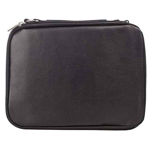 Christian Art Gifts Black Faux Leather Bible Cover For Men And Women | Ichthus Jesus Fish Emblem Zippered Two-Fold Organizer Case For Bible Or Book W/Handle Large #TOP2