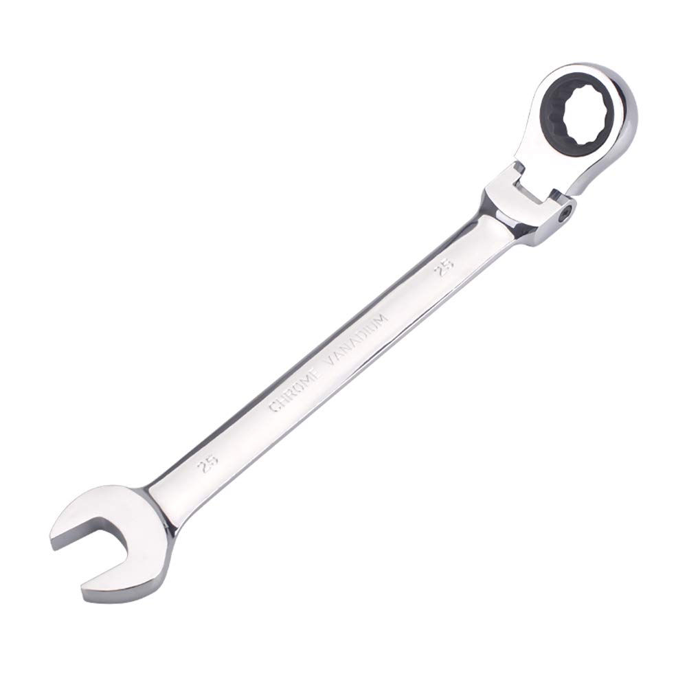 FLZOSPER 25mm Metric Flex-Head Gear Wrench,Box End Head 72-Tooth Ratcheting Combination Wrench Spanner