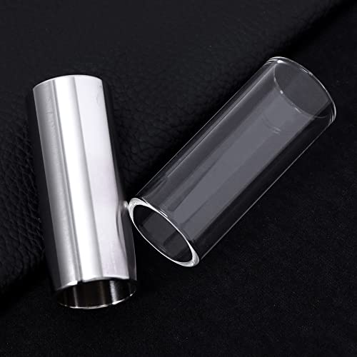CCeCCe 2 Pack Guitar Slide Bar Stainless Steel and Glass 6CM Finger Slider Tune Stick Metal Slides for Electric Acoustic Guitar Bass Medium String Instruments Accessories